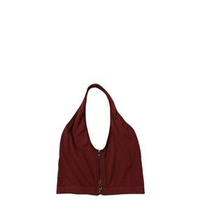 Urban Outfitters Burgundy Halter Crop Top Front Zip Size M